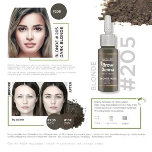 205 Dark Blond Henna Pudrowa do Brwi z Bazą Hialuronową – Zestaw BrowXenna