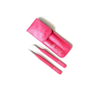 Pęsety Z Różowym Brokatem w Etui Noble Lashes
