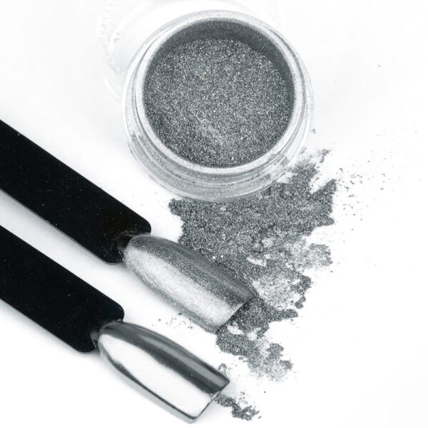 Pyłek Lustrzany Efekt Do Zdobień Paznokci Glass Effect Silver nr 2 0,3g Allepaznokcie