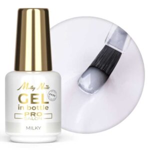 Żel do paznokci w butelce z pędzelkiem Gel in Bottle Molly Nails Pro Salon Milky 15g – HEMA/Di-HEMA Free