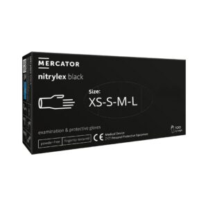 Rękawiczki Nitrylowe XS|S|M|L Czarne Black Mercator 100szt Nitrylex