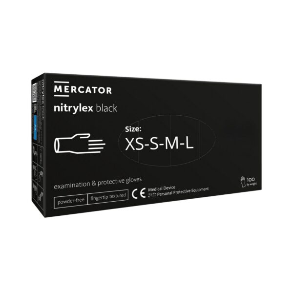 Rękawiczki Nitrylowe XS|S|M|L Czarne Black Mercator 100szt Nitrylex