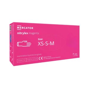Rękawiczki Nitrylowe XS|S|M Różowe Magenta Mercator 100szt Nitrylex