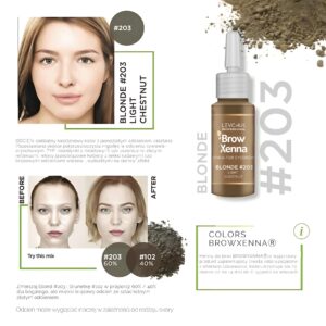 203 Light Chestnut Henna Pudrowa do Brwi z Bazą Hialuronową – Zestaw BrowXenna