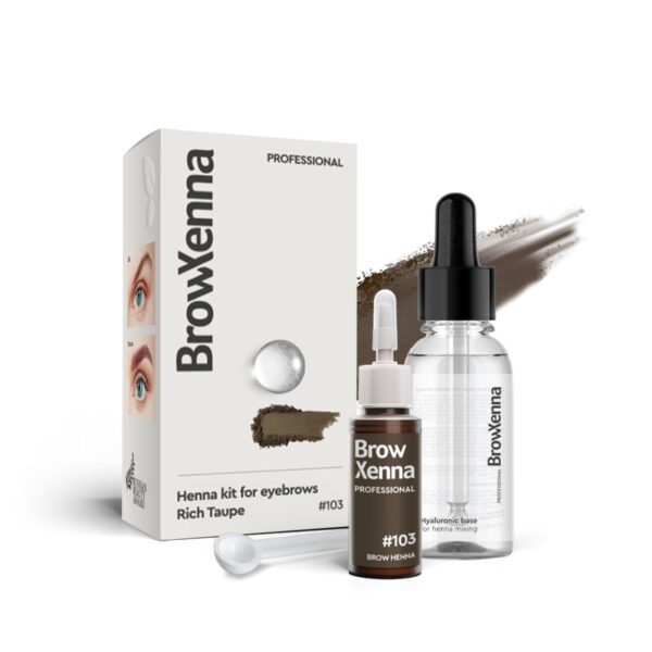 103 Rich Taupe Henna Pudrowa do Brwi z Bazą Hialuronową – Zestaw BrowXenna