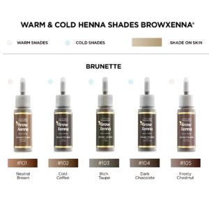 104 Bitter Chocolate Henna Pudrowa do Brwi z Bazą Hialuronową – Zestaw BrowXenna