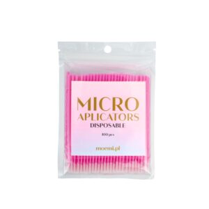 Mikroaplikatory Bezwłókienkowe 100szt. Microbrush Cylindryczne Różowe Moemi Torebka