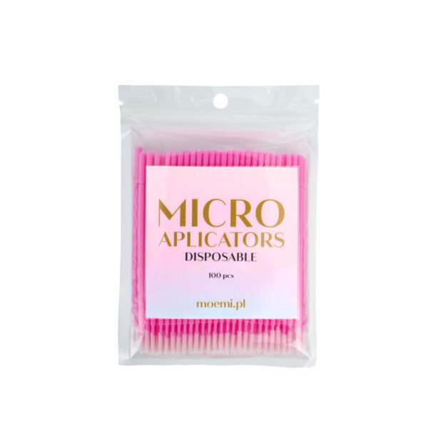 Mikroaplikatory Bezwłókienkowe 100szt. Microbrush Cylindryczne Różowe Moemi Torebka