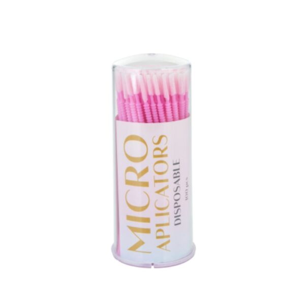 Mikroaplikatory Bezwłókienkowe 100szt. Microbrush Cylindryczne Różowe Moemi