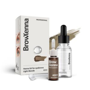 202 Light Blonde Henna Pudrowa do Brwi z Bazą Hialuronową – Zestaw BrowXenna