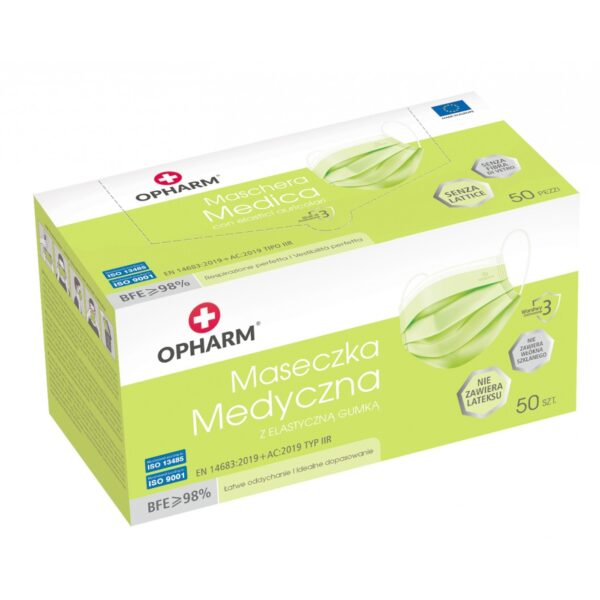 Maseczki Medyczne 50szt. Limonkowe Opharm