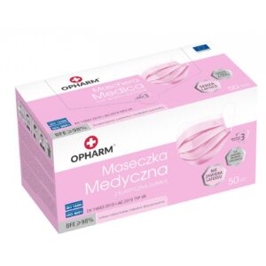 Maseczki Medyczne 50szt. Pastelowy Róż Opharm