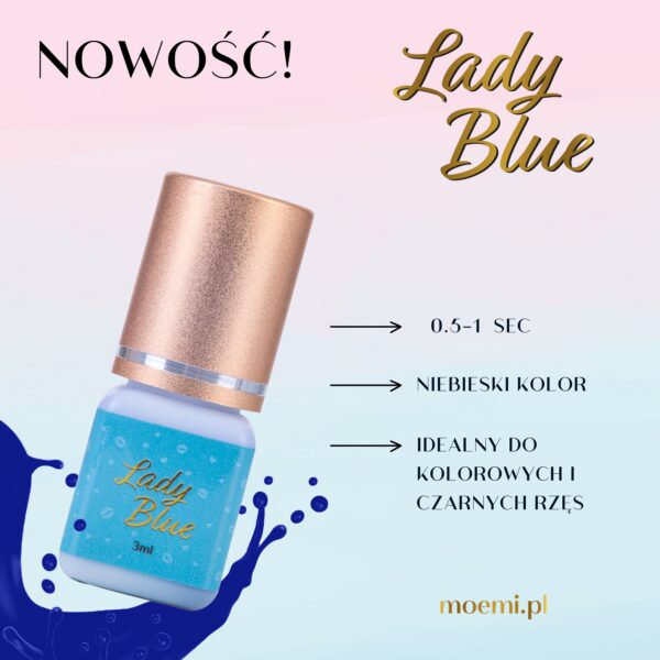 Klej Do Przedłużania Rzęs Lady Blue 3ml Szybkoschnący i Trwały | Moemi Lashes
