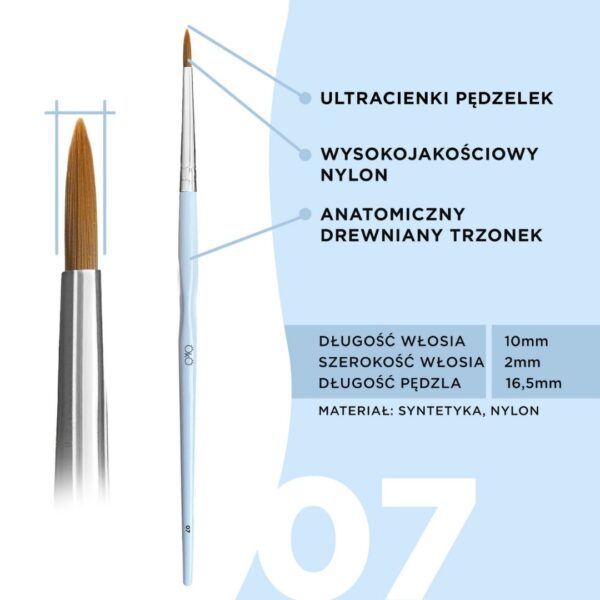 Podłużny Pędzel do Liftingu Rzęs Laminacji i Koloryzacji Brwi nr 7 OKO