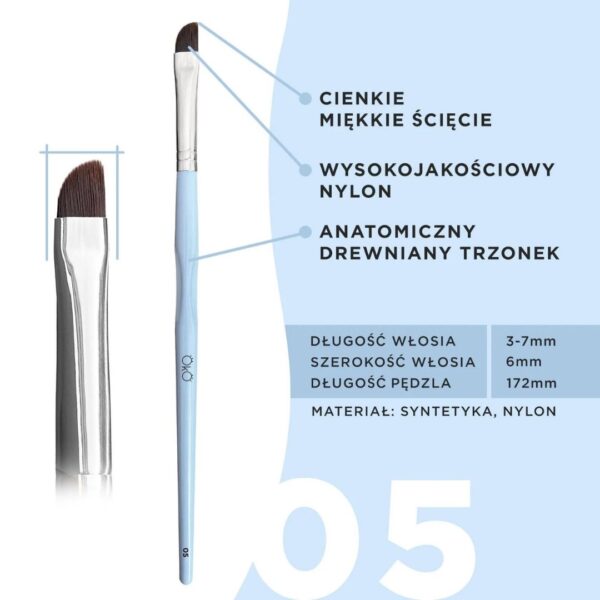 Pędzel do Farby Henny Brwi Miękki Ścięty nr 5 OKO