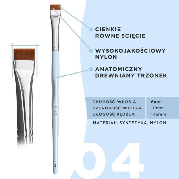 Pędzel Prosty Równy do Geometrii Brwi nr 4 OKO