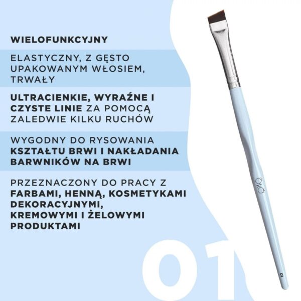Pędzel Duży Skośny Cienki Do Brwi nr 1 OKO