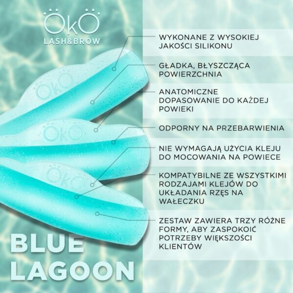 Zestaw Wałeczki do laminacji rzęs unoszące Blue Lagoon, 3 pary OKO