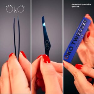 Pęseta do brwi skośna Blue Magic Premium OKO