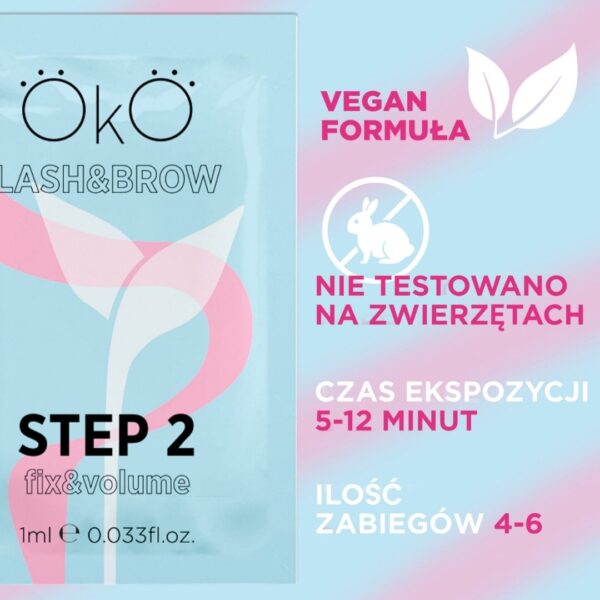 Preparat do Laminacji Rzęs i Brwi Saszetki STEP 2 FIX&VOLUME Opakowanie 5x1 ml OkO