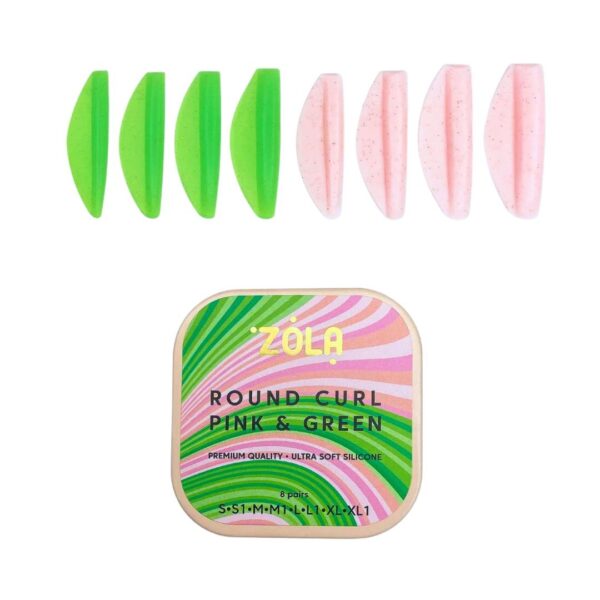 Wałeczki Silikonowe do Laminacji Rzęs Round Curl Pink & Green Zola