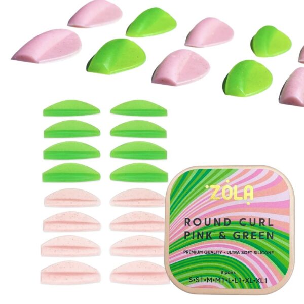 Wałeczki Silikonowe do Laminacji Rzęs Round Curl Pink & Green Zola