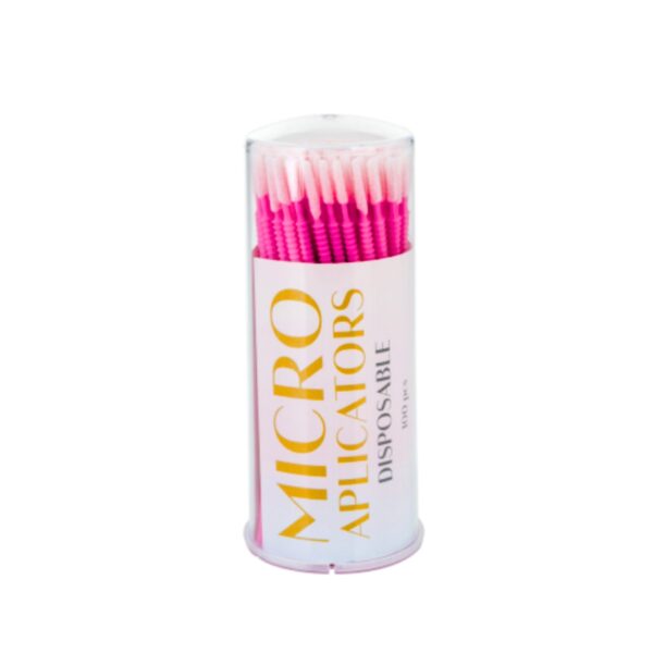 Mikroaplikatory Bezwłókienkowe 100szt. Microbrush Cylindryczne Ciemno Różowe Moemi