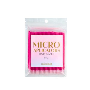Mikroaplikatory Bezwłókienkowe 100szt. Microbrush Cylindryczne Ciemno Różowe Moemi Torebka