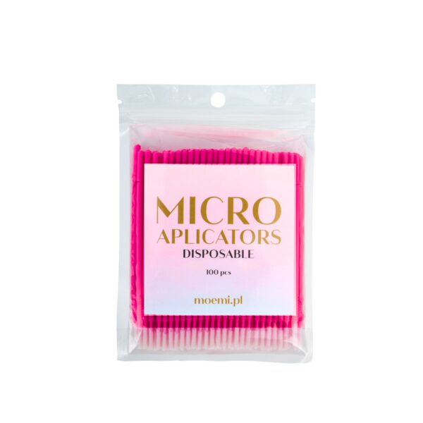 Mikroaplikatory Bezwłókienkowe 100szt. Microbrush Cylindryczne Ciemno Różowe Moemi Torebka
