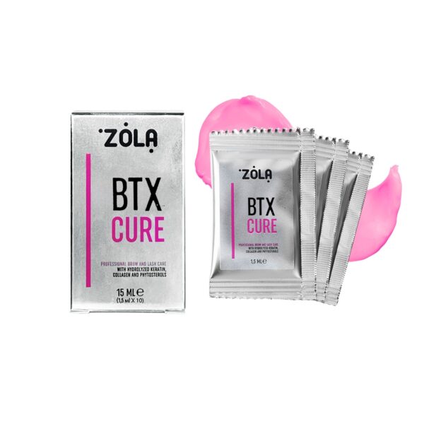 Różowa Maska Odżywka BTX do Brwi i Rzęs w Saszetkach 10x1,5ml Cure Zola
