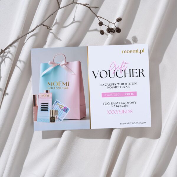 Moemi Gift Voucher Podarunkowy | Karta Podarunkowa na Zakupy w Hurtowni Kosmetycznej | Idealny Prezent dla Stylistów