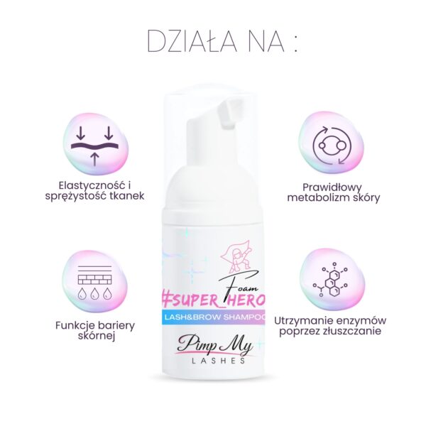 Szampon Super Hero Foam do Brwi i Rzęs Pimp My Lashes 30ml Nawilżenie i Oczyszczenie
