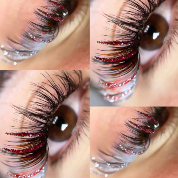 Czerwone Brokatowe Rzęsy Promienie Mini Mix Glitter Collection Moemi RED