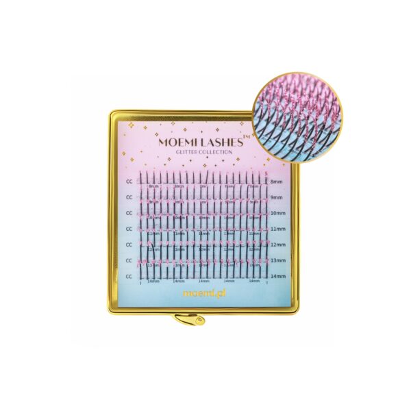 Jasno Różowe Brokatowe Rzęsy Promienie Mini Mix Glitter Collection Moemi LIGHT PINK