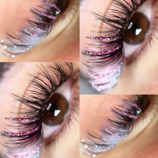 Jasno Różowe Brokatowe Rzęsy Promienie Mini Mix Glitter Collection Moemi LIGHT PINK