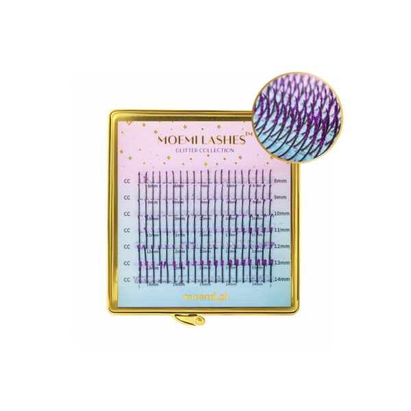 Fioletowe Brokatowe Rzęsy Promienie Mini Mix Glitter Collection Moemi VIOLET
