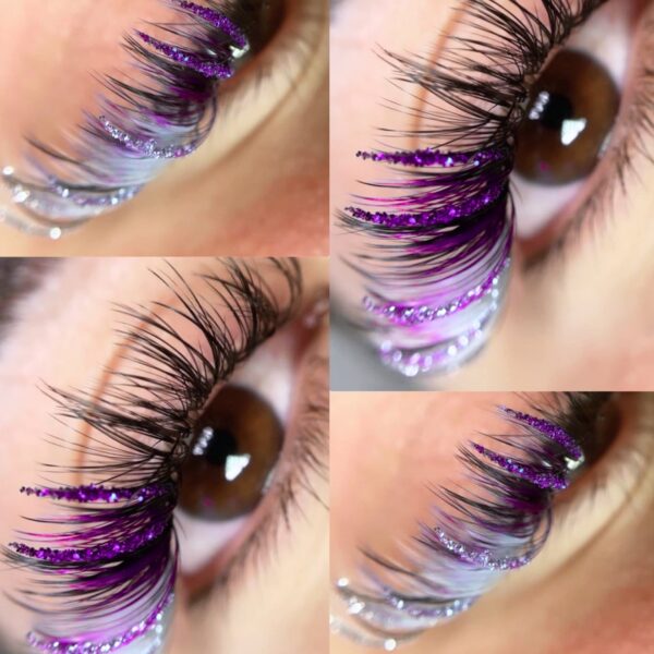 Fioletowe Brokatowe Rzęsy Promienie Mini Mix Glitter Collection Moemi VIOLET