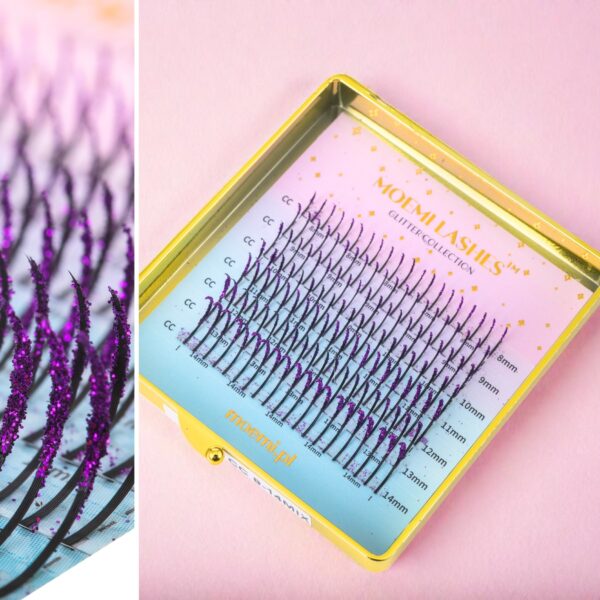 Fioletowe Brokatowe Rzęsy Promienie Mini Mix Glitter Collection Moemi VIOLET