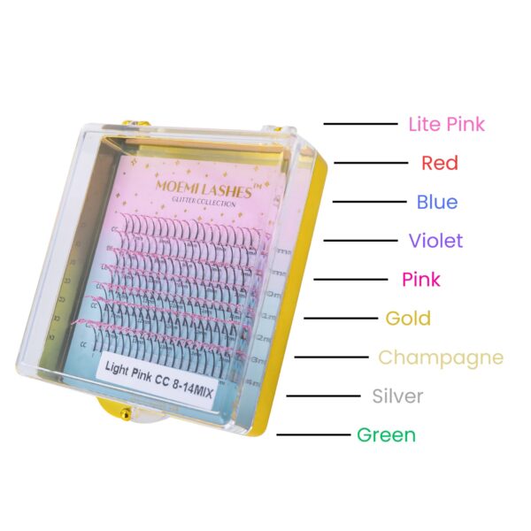 Fioletowe Brokatowe Rzęsy Promienie Mini Mix Glitter Collection Moemi VIOLET