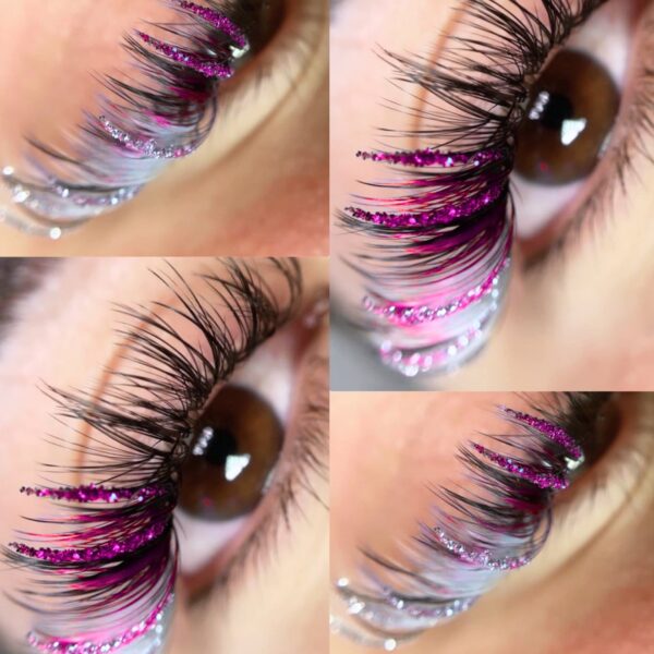 Różowe Brokatowe Rzęsy Promienie Mini Mix Glitter Collection Moemi DARK PINK
