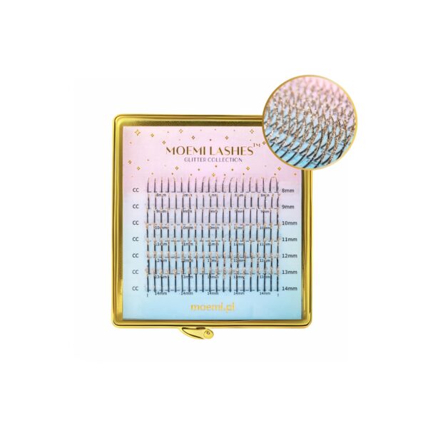 Szampańskie Brokatowe Rzęsy Promienie Mini Mix Glitter Collection Moemi CHAMPAGNE
