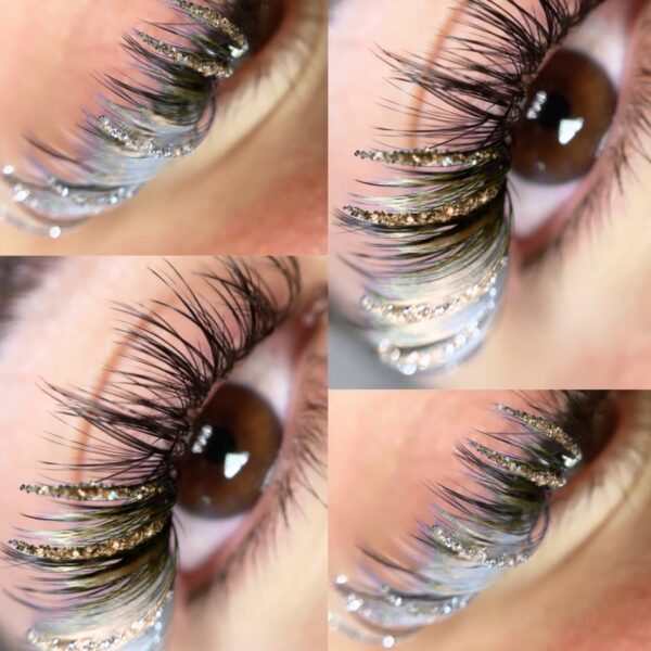 Szampańskie Brokatowe Rzęsy Promienie Mini Mix Glitter Collection Moemi CHAMPAGNE