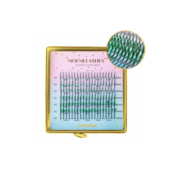 Zielone Brokatowe Rzęsy Promienie Mini Mix Glitter Collection Moemi GREEN