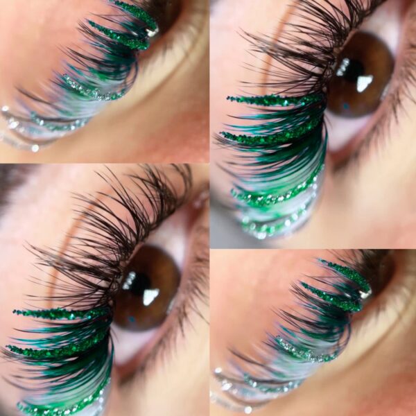 Zielone Brokatowe Rzęsy Promienie Mini Mix Glitter Collection Moemi GREEN