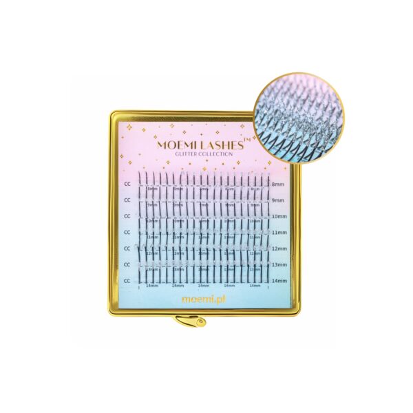 Srebrne Brokatowe Rzęsy Promienie Mini Mix Glitter Collection Moemi SILVER