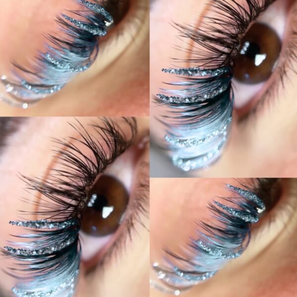 Srebrne Brokatowe Rzęsy Promienie Mini Mix Glitter Collection Moemi SILVER