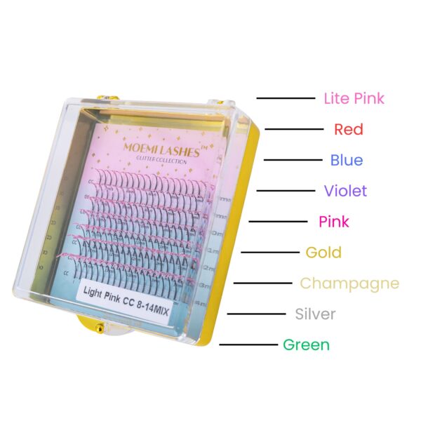 Srebrne Brokatowe Rzęsy Promienie Mini Mix Glitter Collection Moemi SILVER