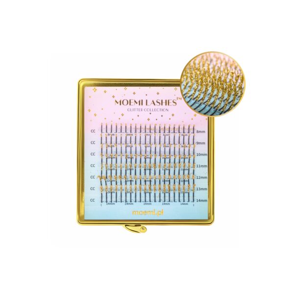 Złote Brokatowe Rzęsy Promienie Mini Mix Glitter Collection Moemi GOLD