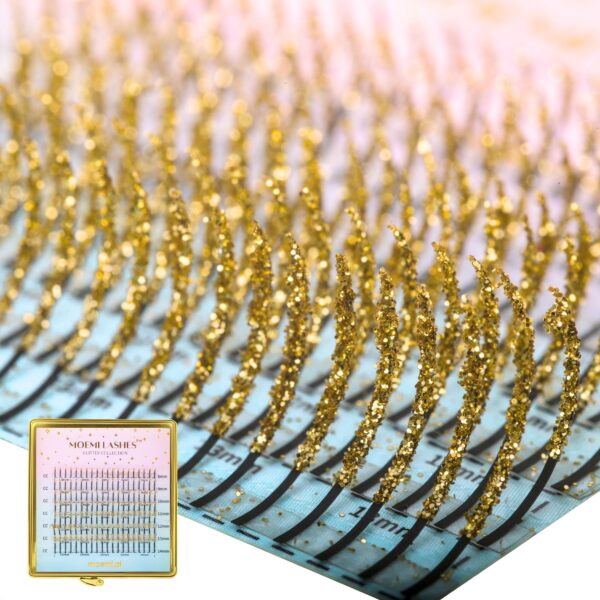 Złote Brokatowe Rzęsy Promienie Mini Mix Glitter Collection Moemi GOLD