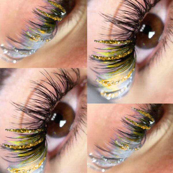Złote Brokatowe Rzęsy Promienie Mini Mix Glitter Collection Moemi GOLD
